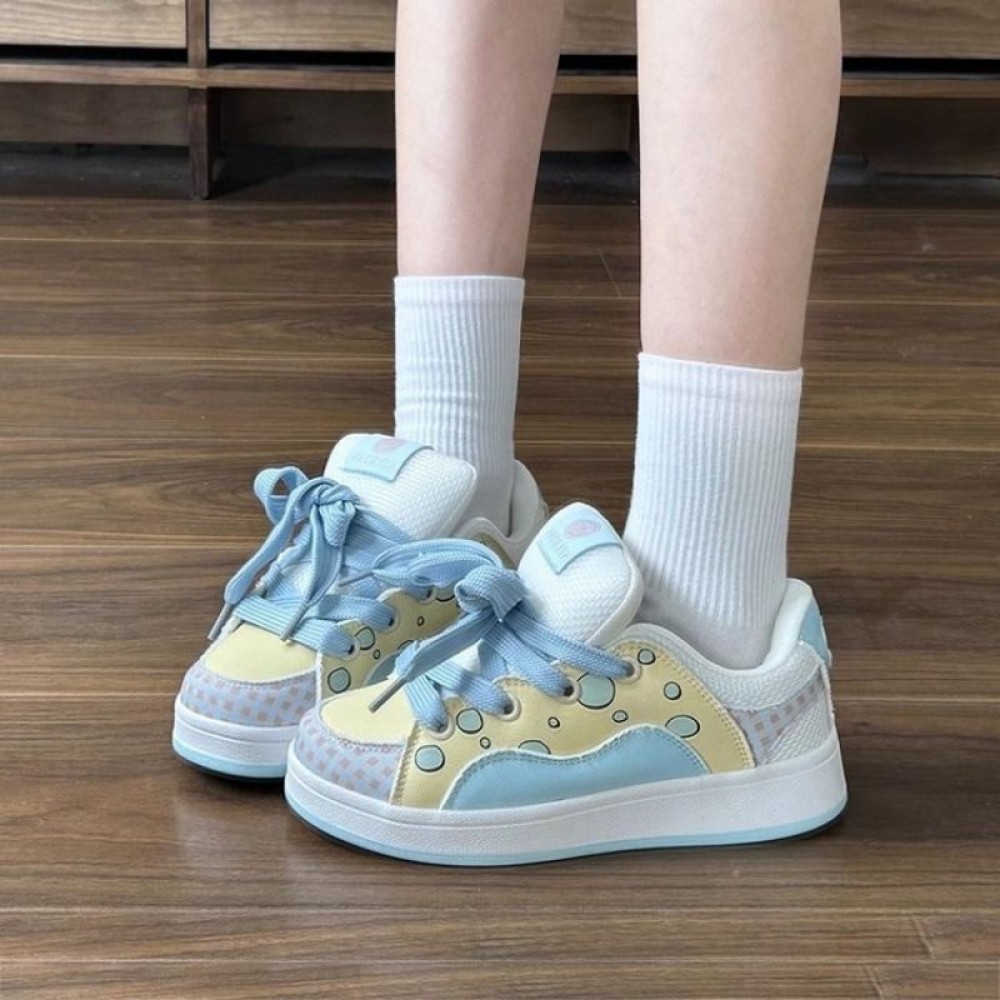 Women'S Chunky Platform Sneakers with Thick Cushioned Sole - Retro Street Style Lace-Up Mid-Top Walking Shoes, EVA Upper & PVC Lining, & Light Casual Comfortable Shoes for Fall, Versatile for Everyday & Semi-Formal Wear, Sneakers for Women