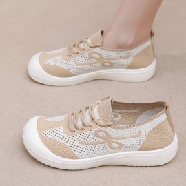 New Women'S Breathable Mesh Sneakers | Casual Low-Top Shoes, Versatile Fashion, Comfortable, Slip-on Closure, Solid Color Fabric Upper, Women Shoes