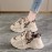 New Beige Mesh Chunky Platform Dad Sneakers Women- Summer Breathable Cloud-Like Cushioning Casual Sporty Shoes, Trendy Height Increasing Footwear Daily& Streetwear Outfits, Women Shoes