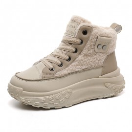 Women's Platform Snow Boots Fleece Lined Warm Chunky Sole High Top Casual