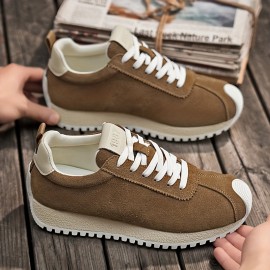 Men'S Fashion Casual Sneakers | Comfortable Non-Slip Thick Sole, All-Season Durable Lace-Up Shoes, Faux Upper, PVC Sole, Fabric Inner, Round Toe, Low Top