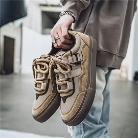 Classic Canvas Sneakers for Men Featuring a Robust Vulcanized Sole And Trendy Wide Laces, Perfect for Any Season with a Laid-Back Look