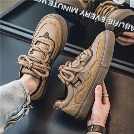 Classic Canvas Sneakers for Men Featuring a Robust Vulcanized Sole And Trendy Wide Laces, Perfect for Any Season with a Laid-Back Look