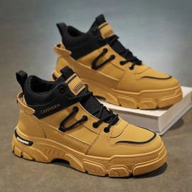 Casual Work Shoes for Men, Designed As Fashionable Boots That Are Breathable And. Made with Faux, Featuring a PVC Sole And EVA Insole, They Have a Round Toe And a Lace-Up Style. These Mid-High Tube Boots Are Perfect for Running, Hiking