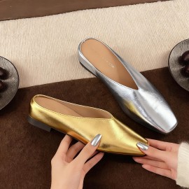 Slip-On French Style | Versatile Fashion Closed-Toe , Half-Support Grandma Shoes, EVA Material, Solid Color, All-Season Use, Women Shoes