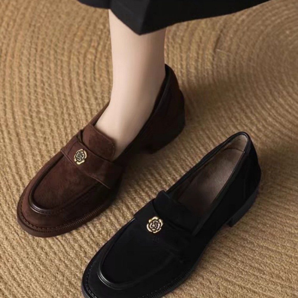 Women'S Loafers | Rustic Round Toe Block Heel Shoes | Versatile Moccasins with Floral Lined Comfort | Fall & Winter Wear, Women Shoes