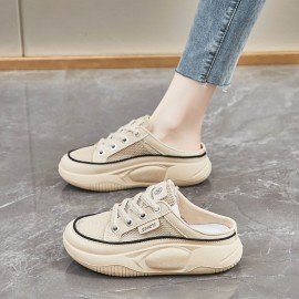 Half-Slip Women'S Shoes | Closed-Toe Backless Lazy Shoes Summer Women'S Sneakers | EVA Material, Solid Color, Platform Heel, Women Shoes