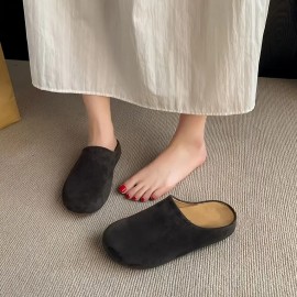 Five Colors Women'S Mules Half-Wrapped | Comfortable Casual Versatile, Suitable for Commuting and Walking, Flat Heel, Plain Toe, All-season Fabric Upper and Sole