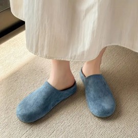 Five Colors Women'S Mules Half-Wrapped | Comfortable Casual Versatile, Suitable for Commuting and Walking, Flat Heel, Plain Toe, All-season Fabric Upper and Sole