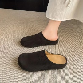 Five Colors Women'S Mules Half-Wrapped | Comfortable Casual Versatile, Suitable for Commuting and Walking, Flat Heel, Plain Toe, All-season Fabric Upper and Sole