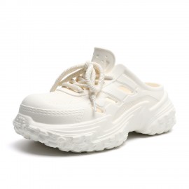 New Style Clog Shoes Thick Sole Height Increasing Outdoor Couple Style Closed Toe Shoes Non-Slip Breathable Fashion Versatile Lazy Half Slippers, Women Shoes