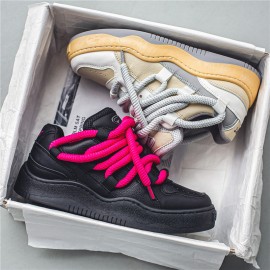 Men'S & Women'S Chunky Platform Sneakers - Korean Retro Style Wide Width Shoes with Thick EVA Sole, Low-Top Round Toe & Lace-Up Closure, /Pink Colorway - All-Match Casual Footwear for Spring/Autumn, Versatile for Everyday & Statement Outfits