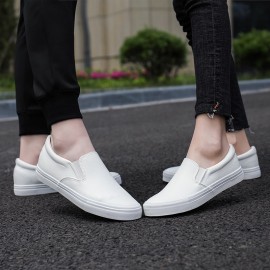 Slip-On Sneakers - Slip-On Closure, Synthetic Upper & Cushioned Rubber Sole - Minimalist White Shoes for Men, Women, Teens - Everyday, Formal, Dance - Easy Slip-On Design - Unisex Casual Shoes, Unisex Slipons, Everyday Footwear, Dance Footwear