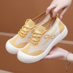 New Women'S Breathable Mesh Sneakers | Casual Low-Top Shoes, Versatile Fashion, Comfortable, Slip-on Closure, Solid Color Fabric Upper, Women Shoes