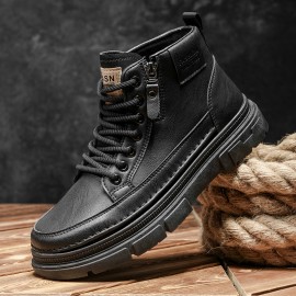 Women'S High-Top Work Boots Sneakers - Thick Anti-Slip Rubber Sole, Lace-Up Ankle Support, Cushioned Insole & Plush - All-Season PVC Upper Casual & Light Work Boots for Everyday (Grey) - Durable Round-Toe Design for Job & Leisure