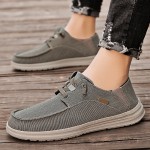 Men's Canvas Shoes with Straps, Loafers, Flat Casual Shoes, Breathable
