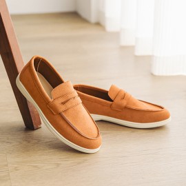 Illy Flat Versatile Slip-On Men'S Shoes | Business Casual Loafers, Korean Fashion Trend, Low Top, Upper, PVC Sole, Fabric Insole