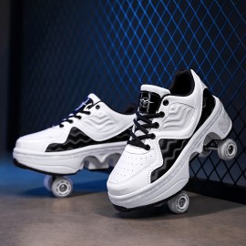 Men'S Fashion Sports Roller Skates | New Invisible Four-Wheel Retractable Skates, Unisex, Low-Top EVA with Fabric Inner and Sole, Round Toe