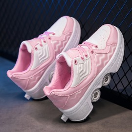 Men'S Fashion Sports Roller Skates | New Invisible Four-Wheel Retractable Skates, Unisex, Low-Top EVA with Fabric Inner and Sole, Round Toe