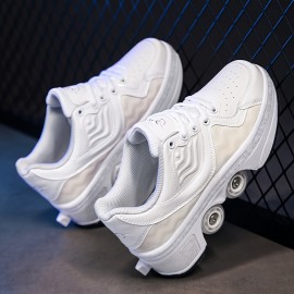 Men'S Fashion Sports Roller Skates | New Invisible Four-Wheel Retractable Skates, Unisex, Low-Top EVA with Fabric Inner and Sole, Round Toe