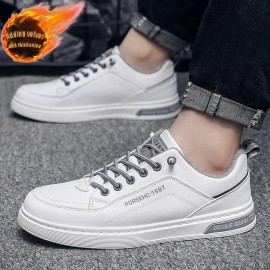 Winter Hot-Selling White Sneakers | Trendy Warm Thickened Padded, Low Top, Slip-On, Suitable for Both Men and Women
